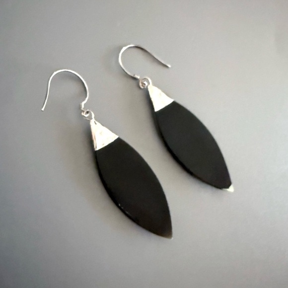 Abalone Shell Sterling Silver Dangle Earrings VTG - Picture 3 of 3